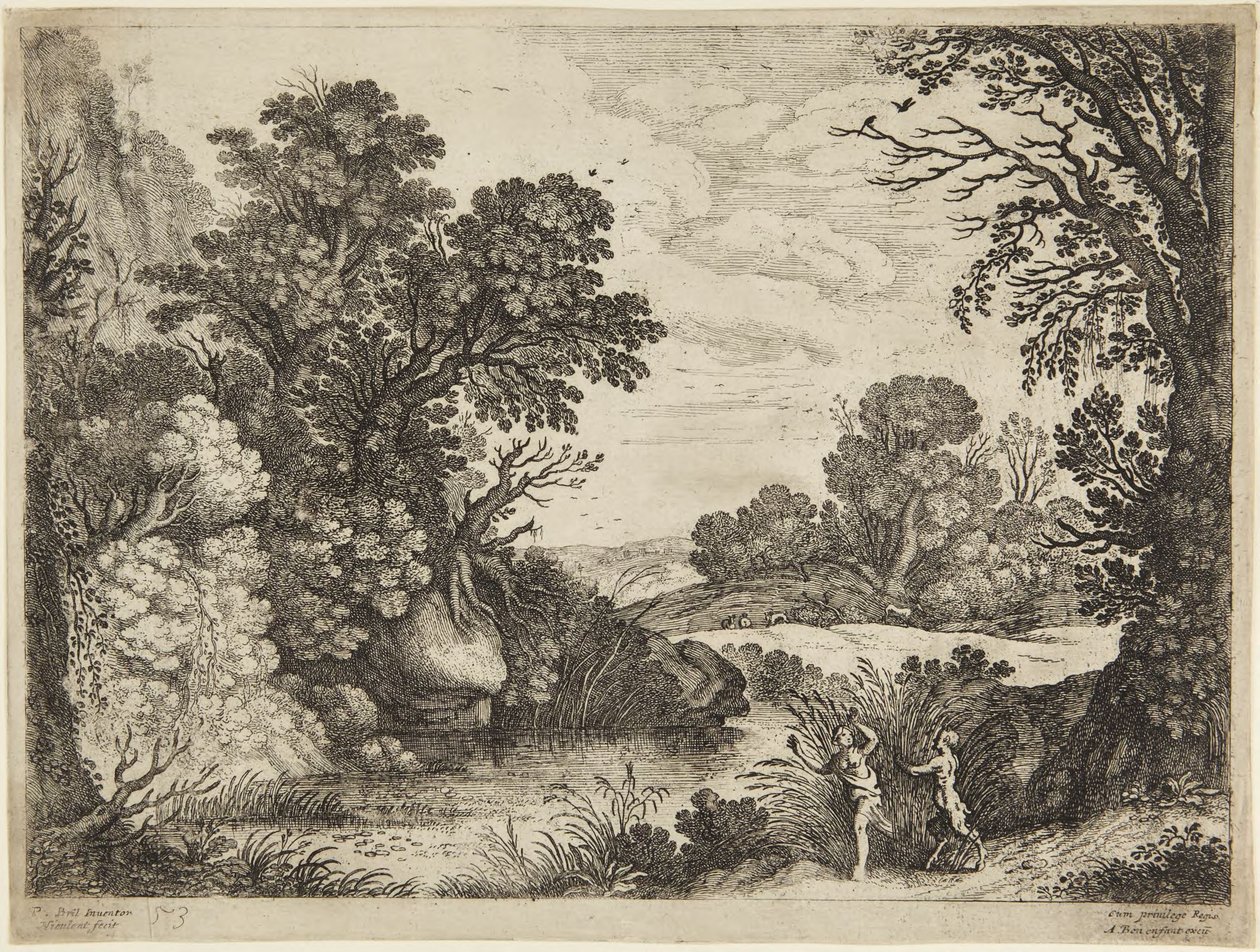 Nymfa a satyr od Paul Bril