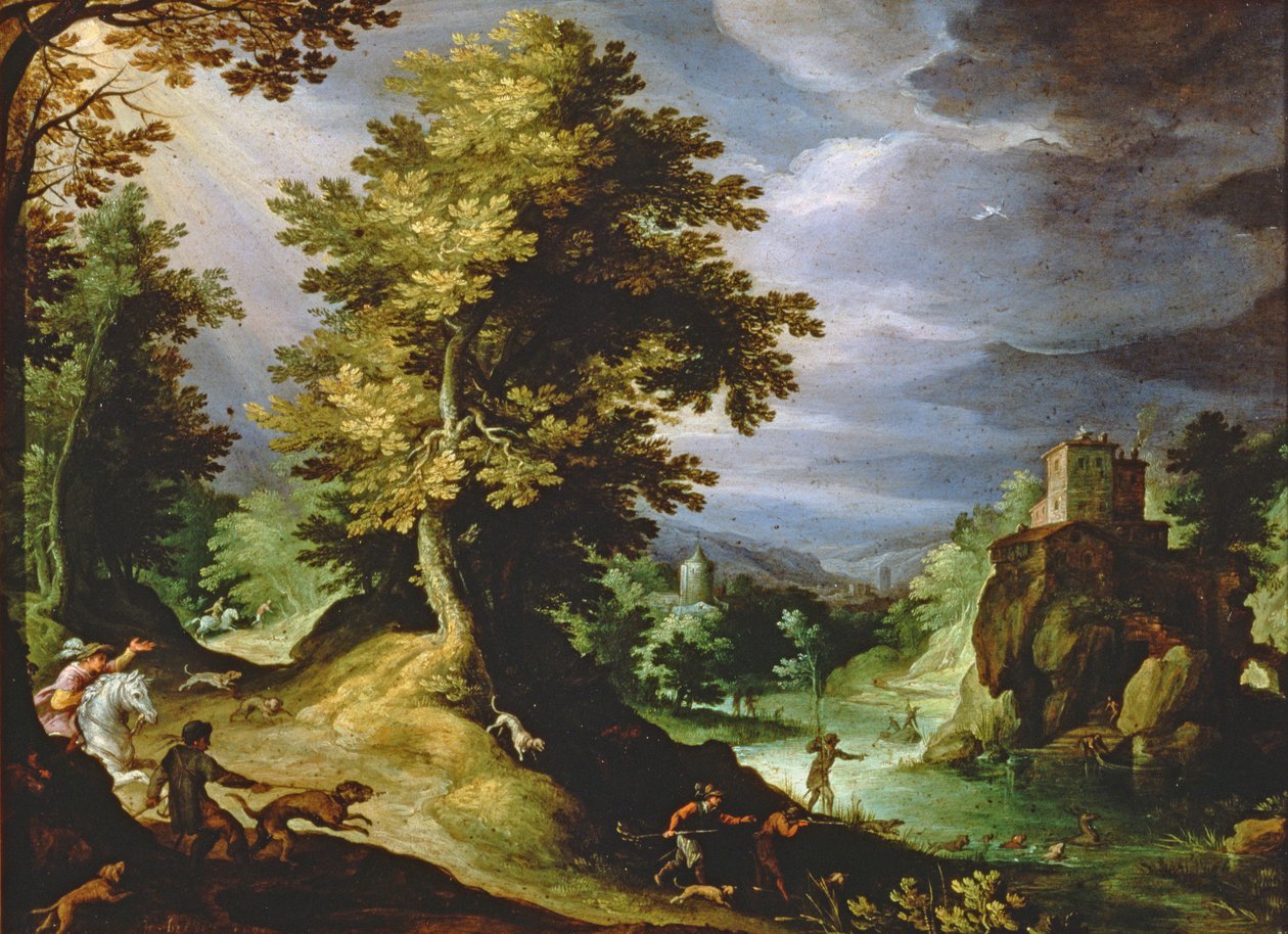 Krajina s honem na jelena, 1591 od Paul Bril
