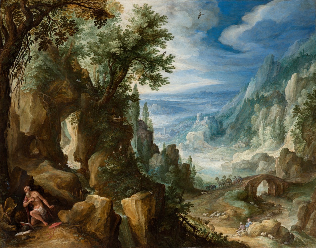 Horská krajina se svatým Jeronýmem, 1592 (olej na mědi na panelu) od Paul Bril