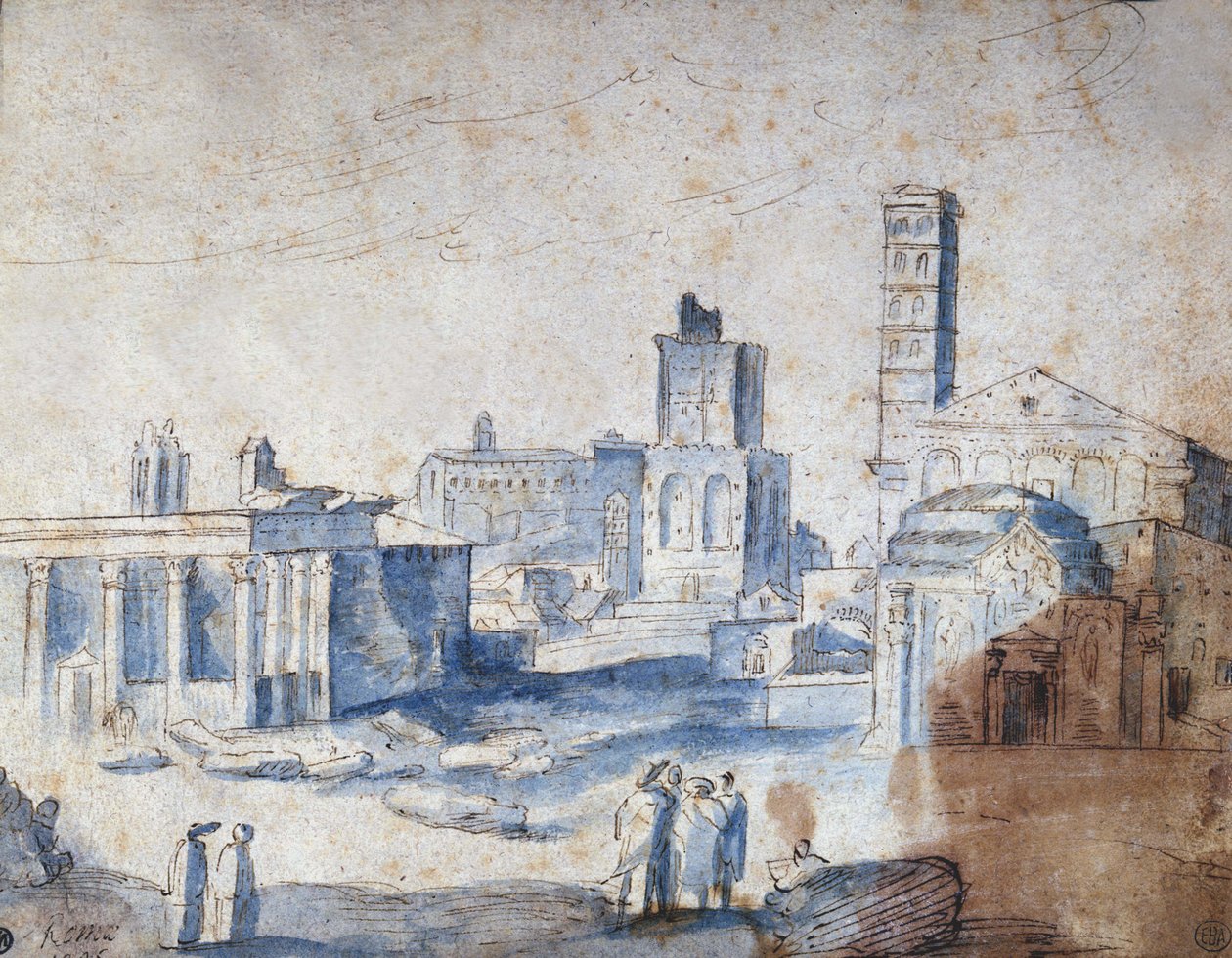 Pohled na Řím od Paula Brila (Brill) od Paul Bril