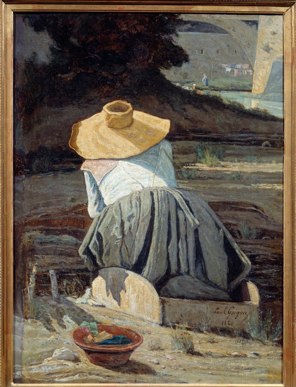 Pradlena. Obraz Paul Camille Guigou (1834-1871) od Paul Camille Guigou