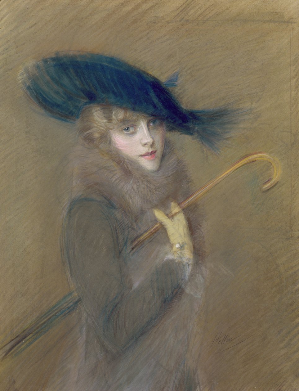 Elegantní dáma (pastel na papíře) od Paul Cesar Helleu