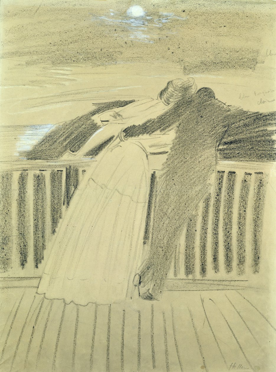 Jeanne Hugo a Jean Charcot v Hauteville House, Guernsey (pastel na papíře) od Paul Cesar Helleu