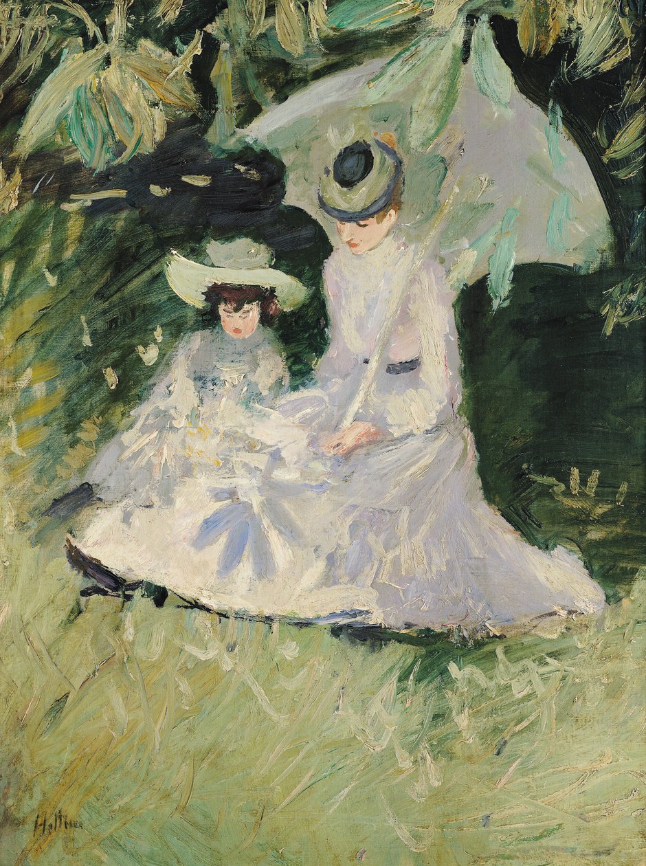Madame Helleu a její dcera na zámku Boudran od Paul Cesar Helleu