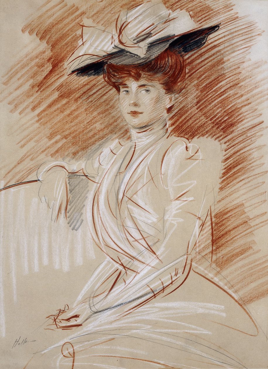 Madame Helleu v klobouku, od Paul Cesar Helleu