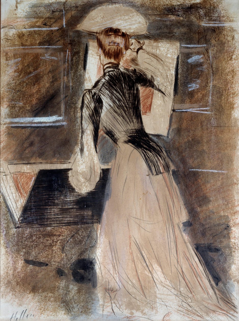 Celovečerní portrét Madeleine Carlierové. Paul Helleu (1859-1927), 20. století. Bayonne, Bonnatovo muzeum od Paul Cesar Helleu