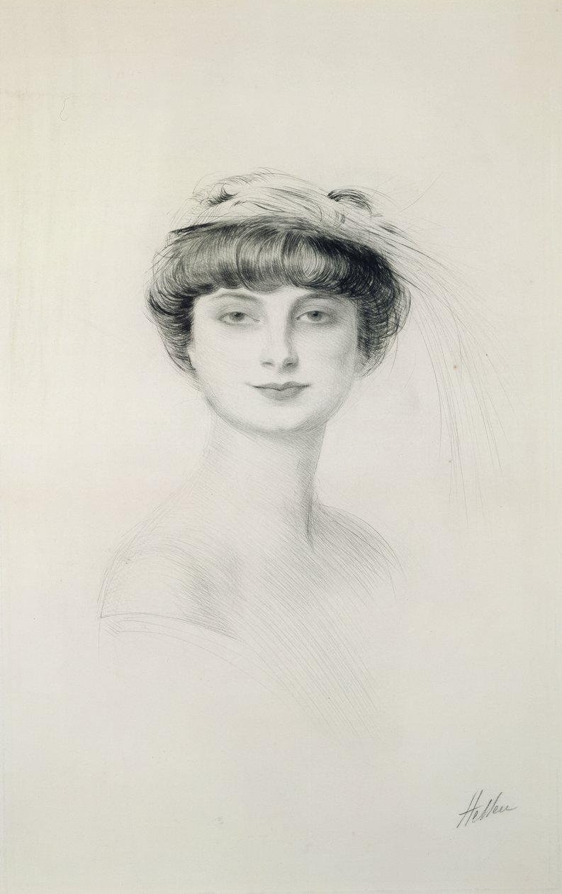 Portrét Anny de Noailles (1876-1933) (suchá jehla na papíře) od Paul Cesar Helleu