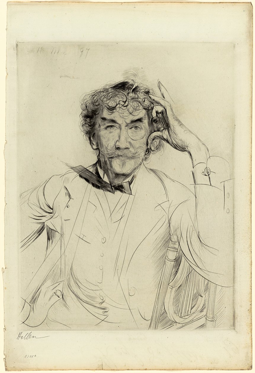 Portrét Jamese McNeilla Whistlera od Paul Cesar Helleu