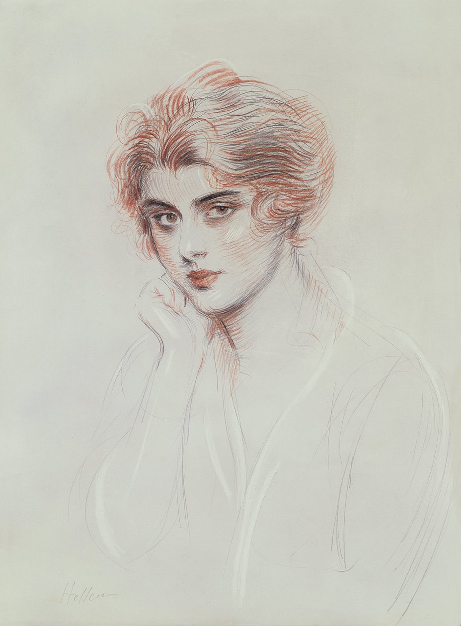 Umělcova dcera (barevná tužka na papíře) od Paul Cesar Helleu