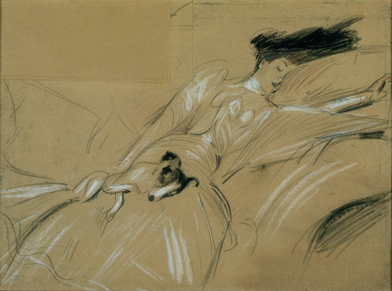 Vévodkyně z Marlborough dřímající v paláci Blenheim (pastel na papíře) od Paul Cesar Helleu