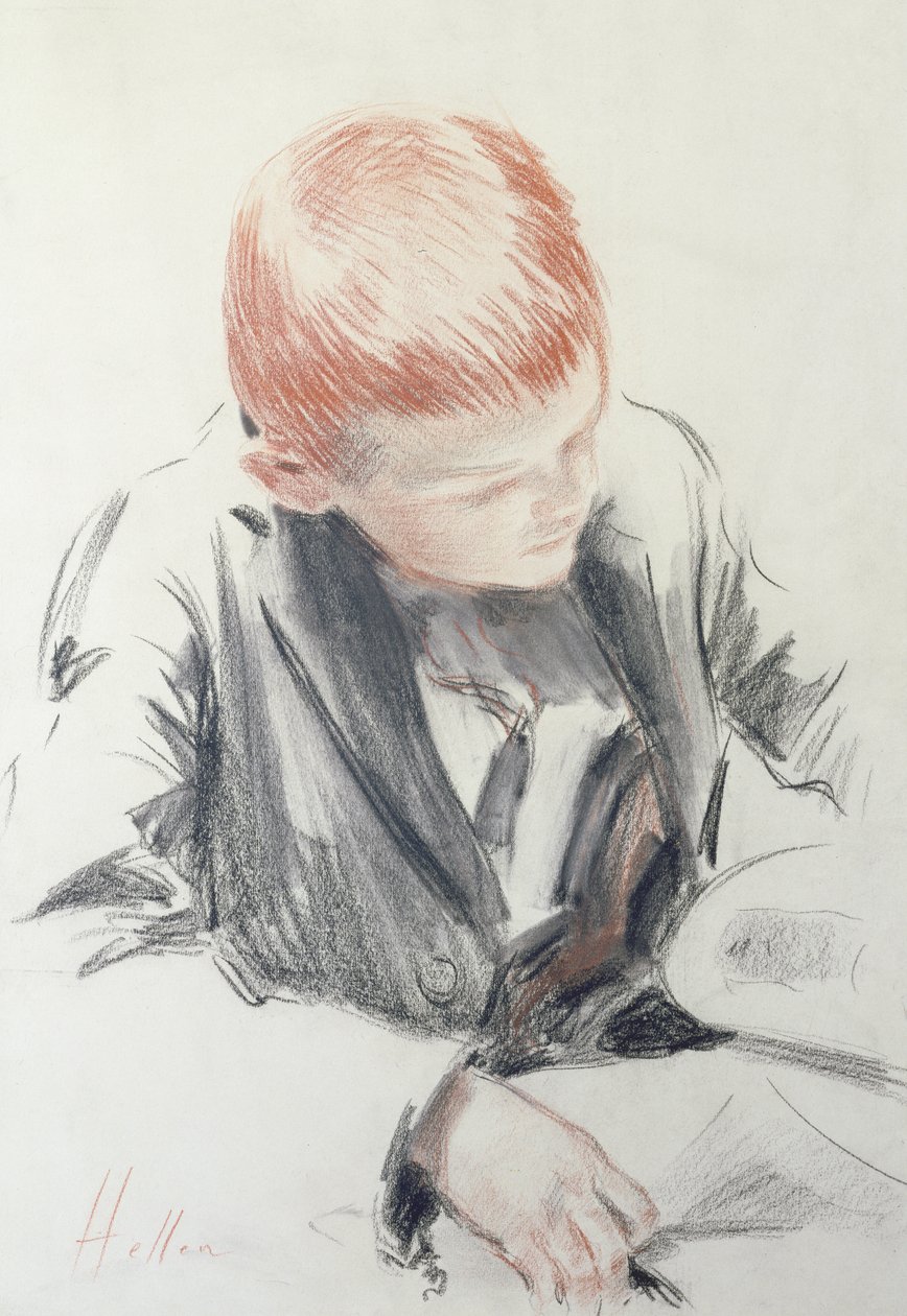 Mladý znalec (červená a černá křída na papíře) od Paul Cesar Helleu