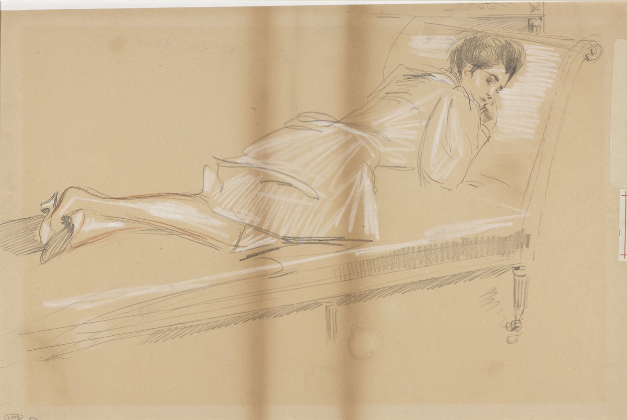 Žena leží vpřed na pohovce od Paul Cesar Helleu