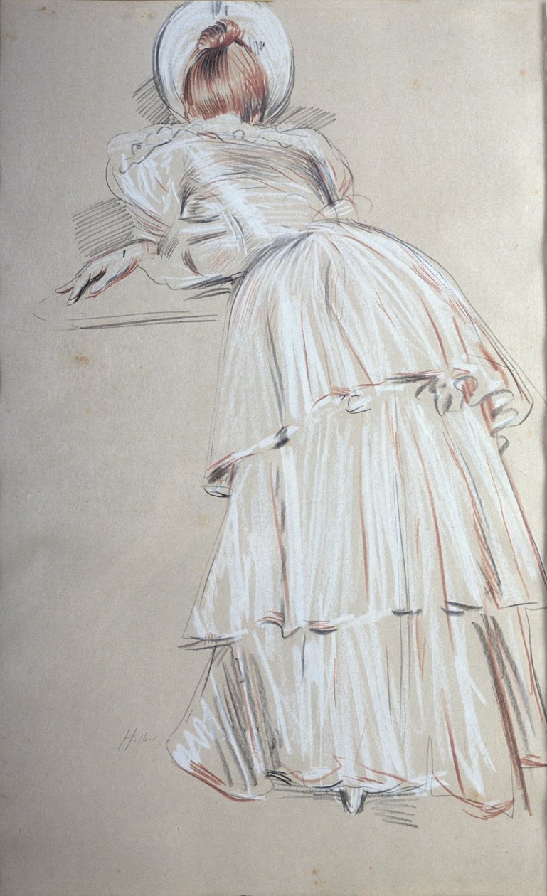Žena stojící naklánějící se zezadu (pastel) od Paul Cesar Helleu