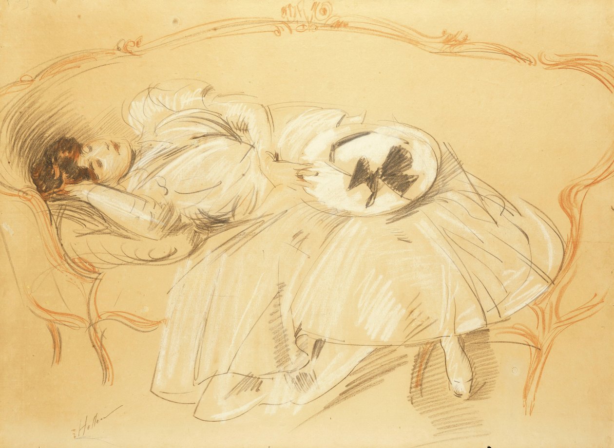 Mladá žena na pohovce; Mladá žena na Divanu, od Paul Cesar Helleu