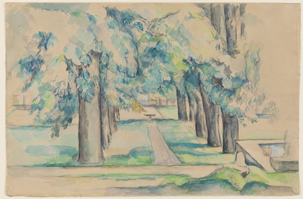 Avenue of Chestnut Trees v Jas de Bouffan, cca 1878-90 (akvarel) od Paul Cézanne