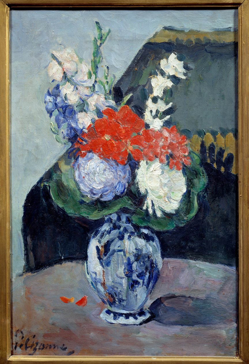 Kytice s malým delftem. Obraz Paula Cezanna (1839-1906) od Paul Cézanne
