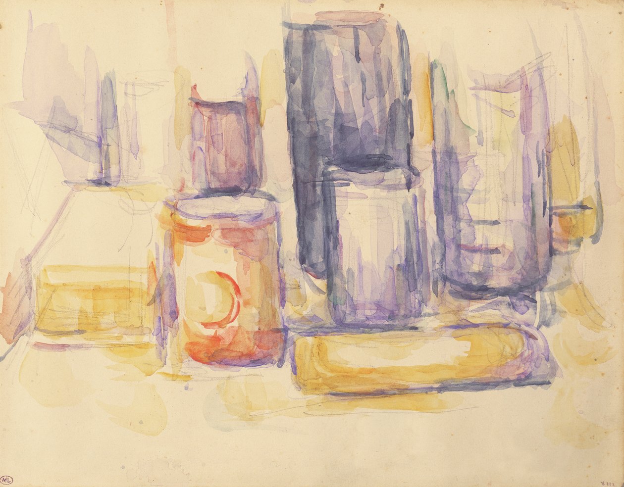 Kuchyňský stůl: hrnce a láhve od Paul Cézanne