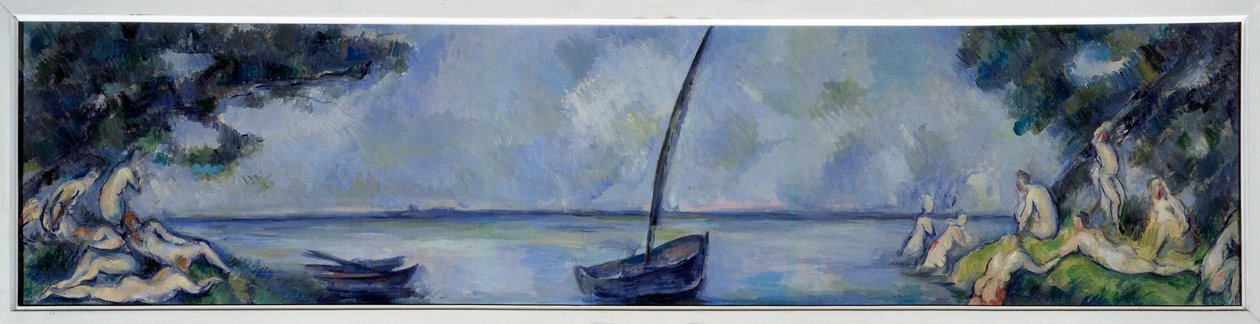 Loď a lázně Malba Paula Cezanna (1839-1906) 1890 Ne. 0,3x1,25 m Paříž, Muzeum Orangerie od Paul Cézanne
