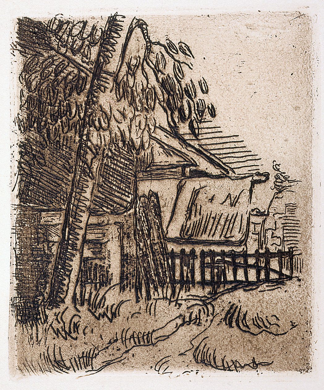 Krajina v Auvers, vstup na farmu na Rue St. Remy (lept) od Paul Cézanne