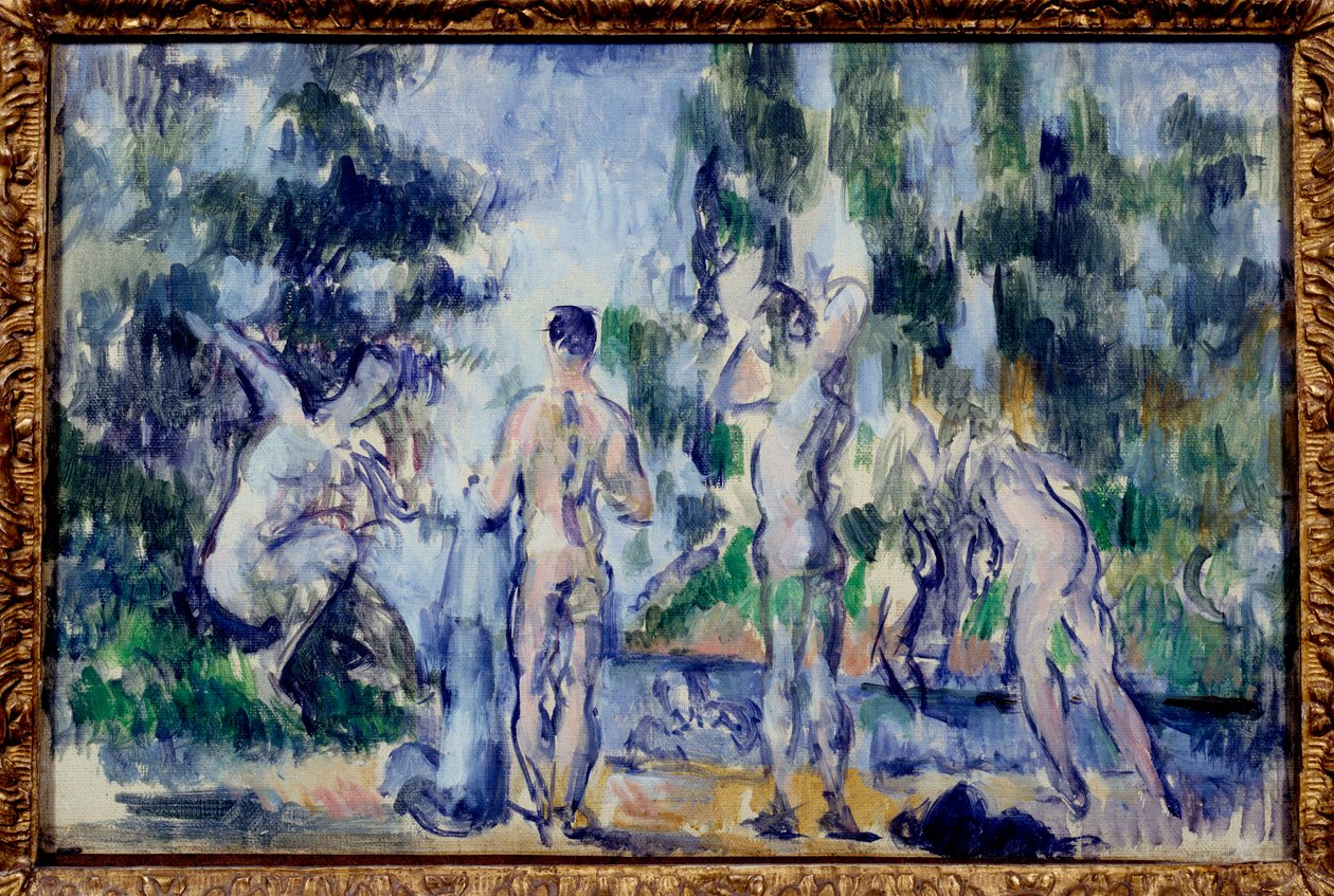Les bathers Obraz Paula Cezanna (1839-1906) 1890-1900 Ne. 0,22x0,33 m Paříž, musee d