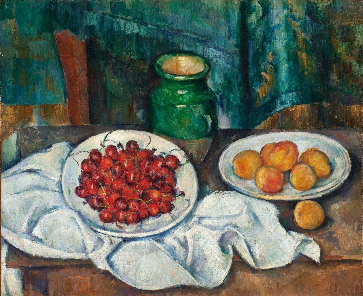 ""Příroda morte aux cerises et aux peches"" (Zátiší s třešněmi a broskvemi) Peinture de Paul Cezanne (1839-1906) - 1885-1887 - Olej na plátně Rozměr 50,2 x 61 cm Muzeum umění okresu Los Angeles od Paul Cézanne
