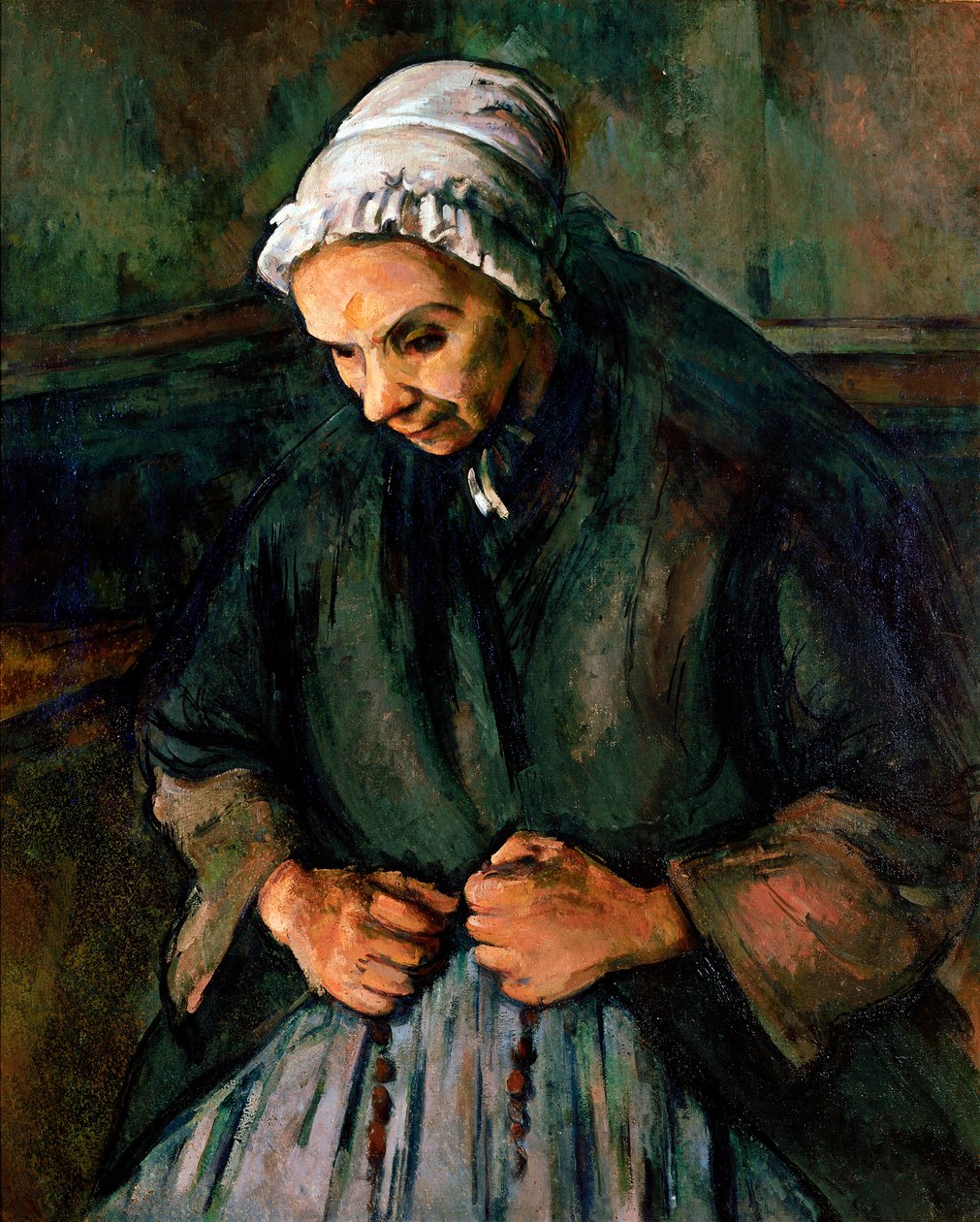 Stará žena u růžence Obraz od Paula Cezanna (1839-1906) 1896 ne. 65x85 cm Londýn, Národní galerie od Paul Cézanne