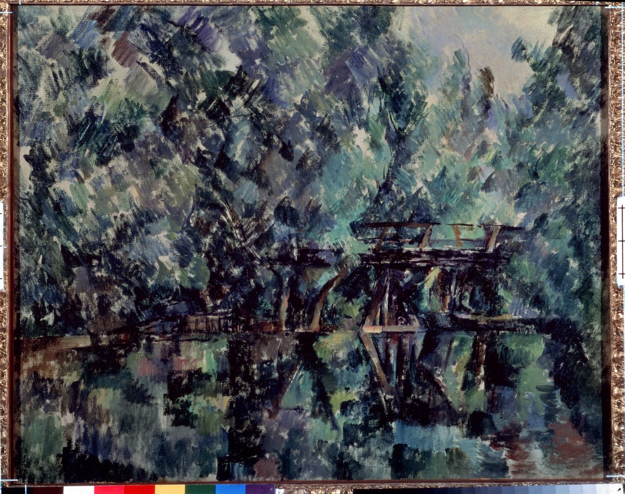 Most přes rybník. Obraz Paul Cezanne (1839-1906), kolem roku 1898. Olej na plátně. Rozměr: 64 x 79 cm. Impresionismus. Puškinovo muzeum, Moskva od Paul Cézanne