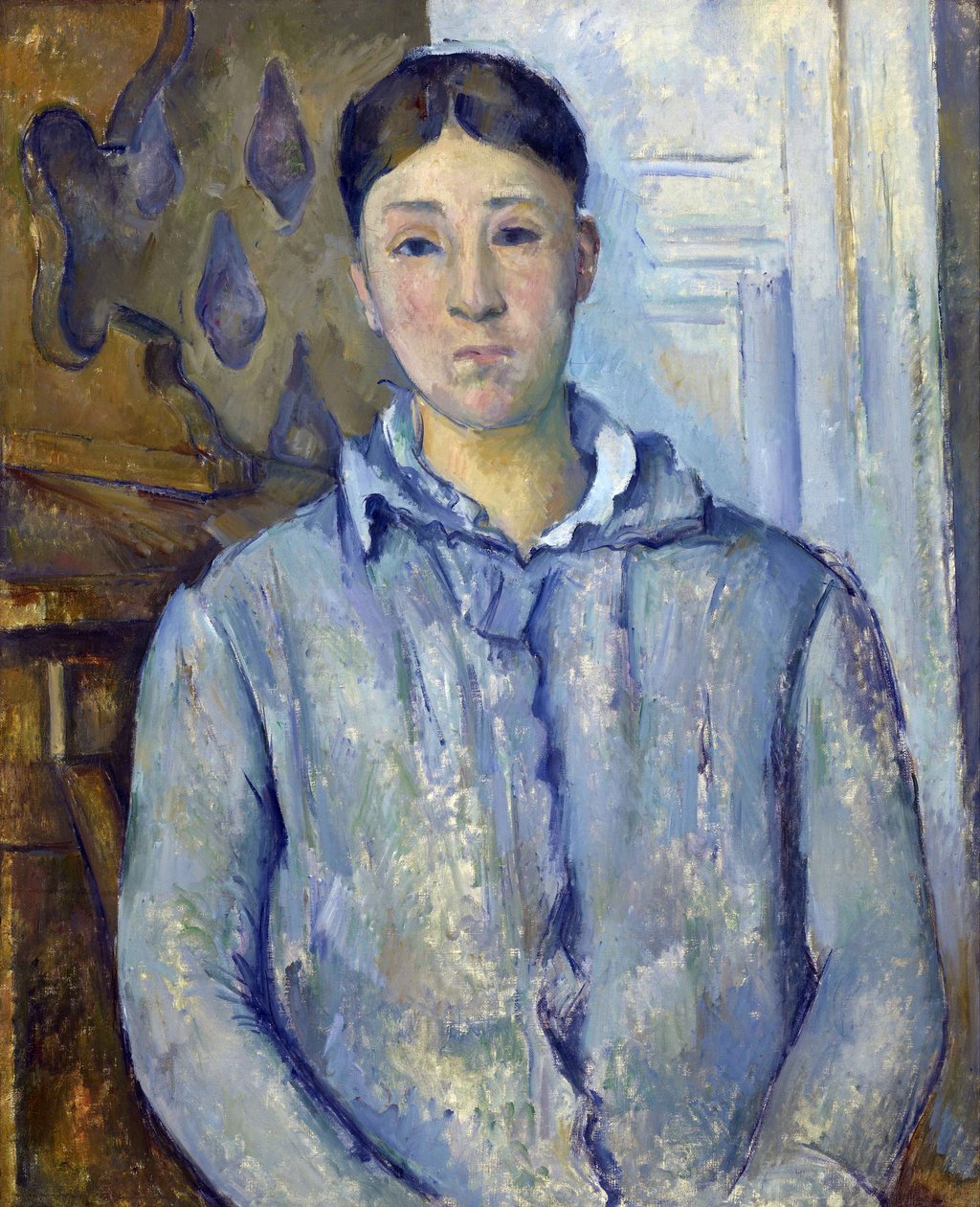 ""Portrét Madame Cezanne v modré"" 1888-1890. Hortense Cezanne (1850-1922), manželka umělce Painting by Paul Cezanne (1839-1906). Olej na plátně – rozměr 73,5 x 61 cm Houston, The Museum of Fine Arts, The Robert Lee Blaffer Memorial Collection, dar S od Paul Cézanne