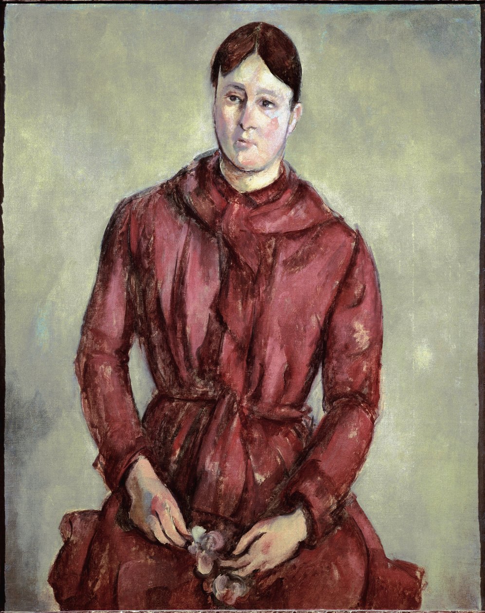 Portrét madame Cezanne v červených šatech (olej na plátně, kolem roku 1890) od Paul Cézanne