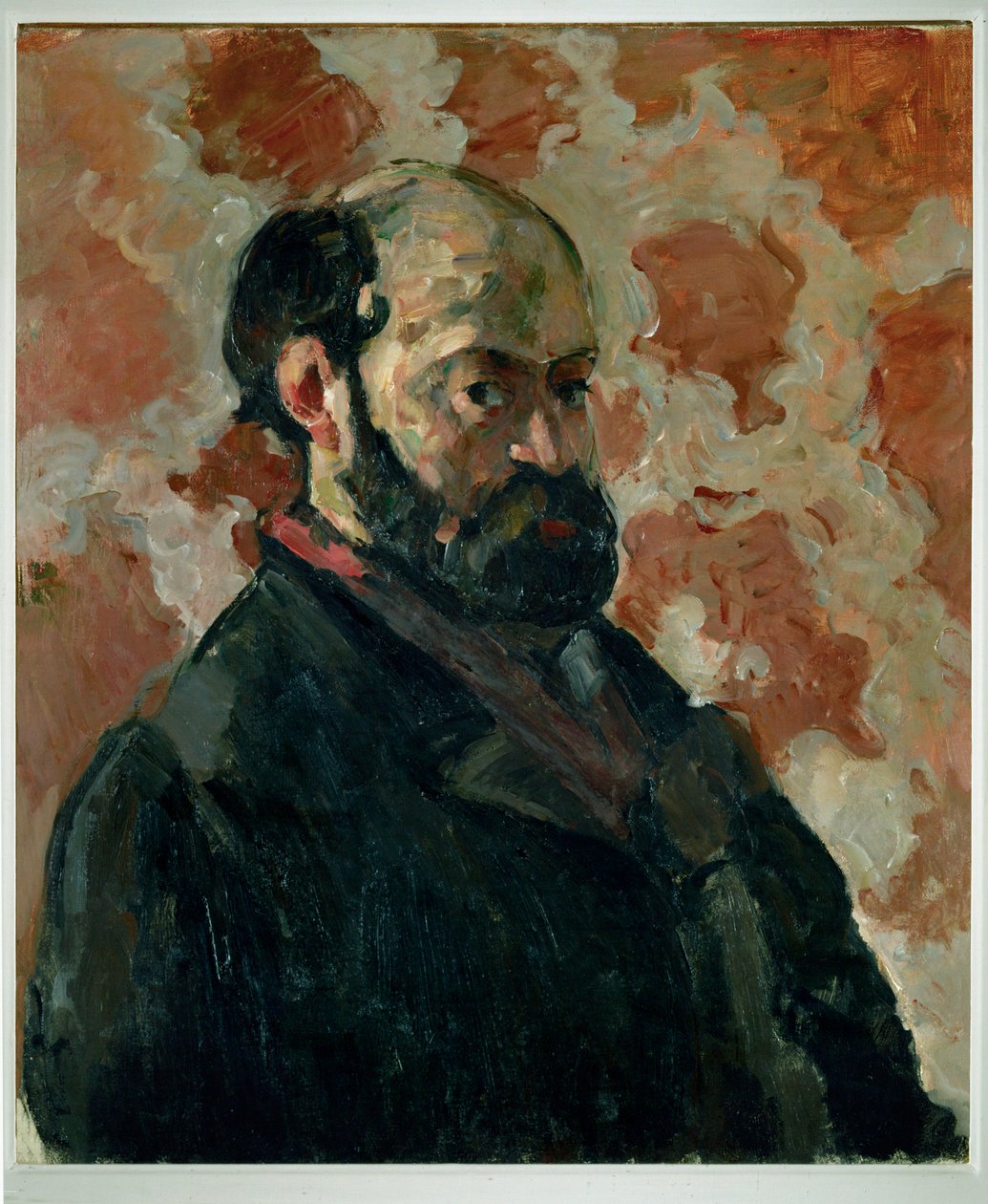 Autoportrét před růžovým pozadím (olej na plátně) od Paul Cezanne
