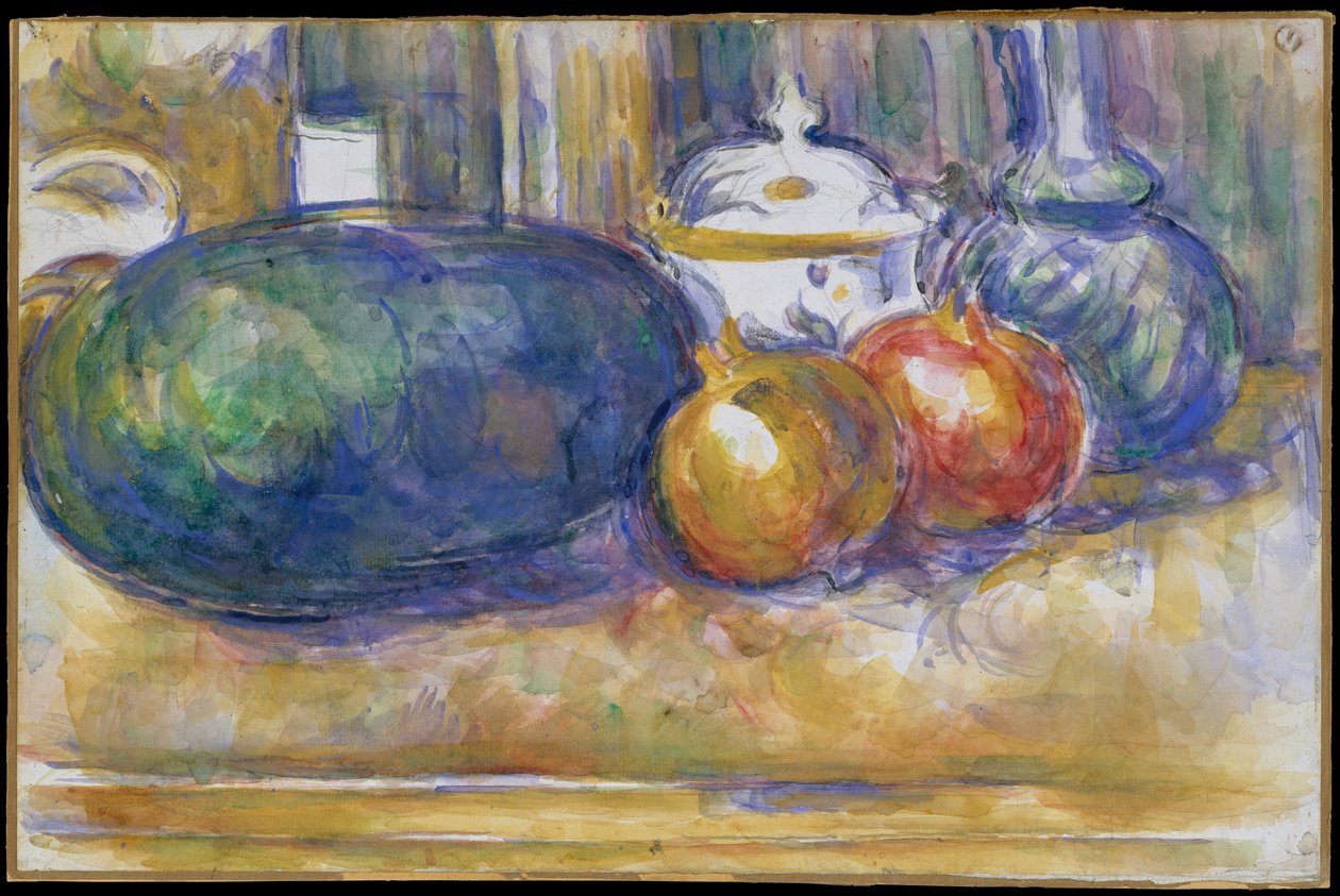 Zátiší s melounem a granátovými jablky od Paul Cézanne