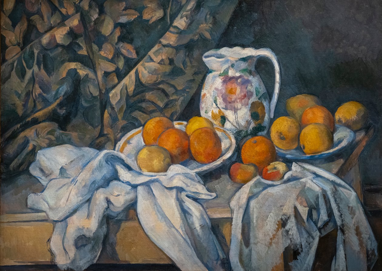 Zátiší s oponou od Paul Cézanne