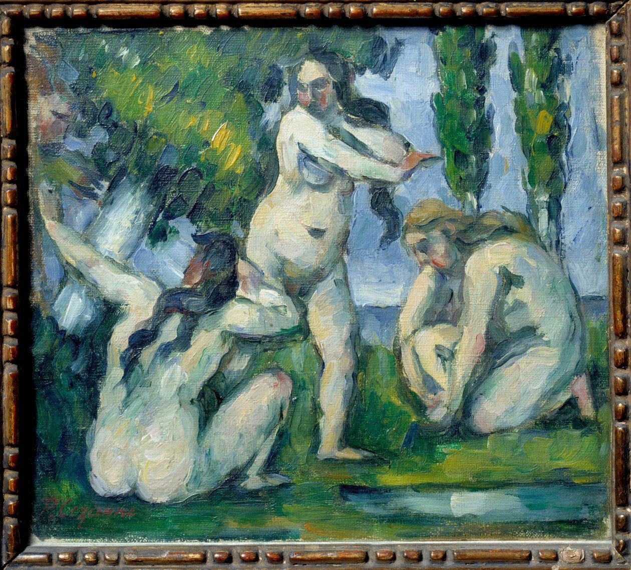Obraz tří lazebníků od Paula Cezanna (1839-1906). 1875-1877 Ne. 0,22x0,19 m Paříž, musee d