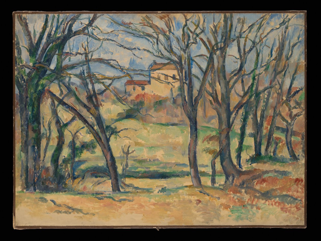 Stromy a domy poblíž Jas de Bouffan od Paul Cézanne