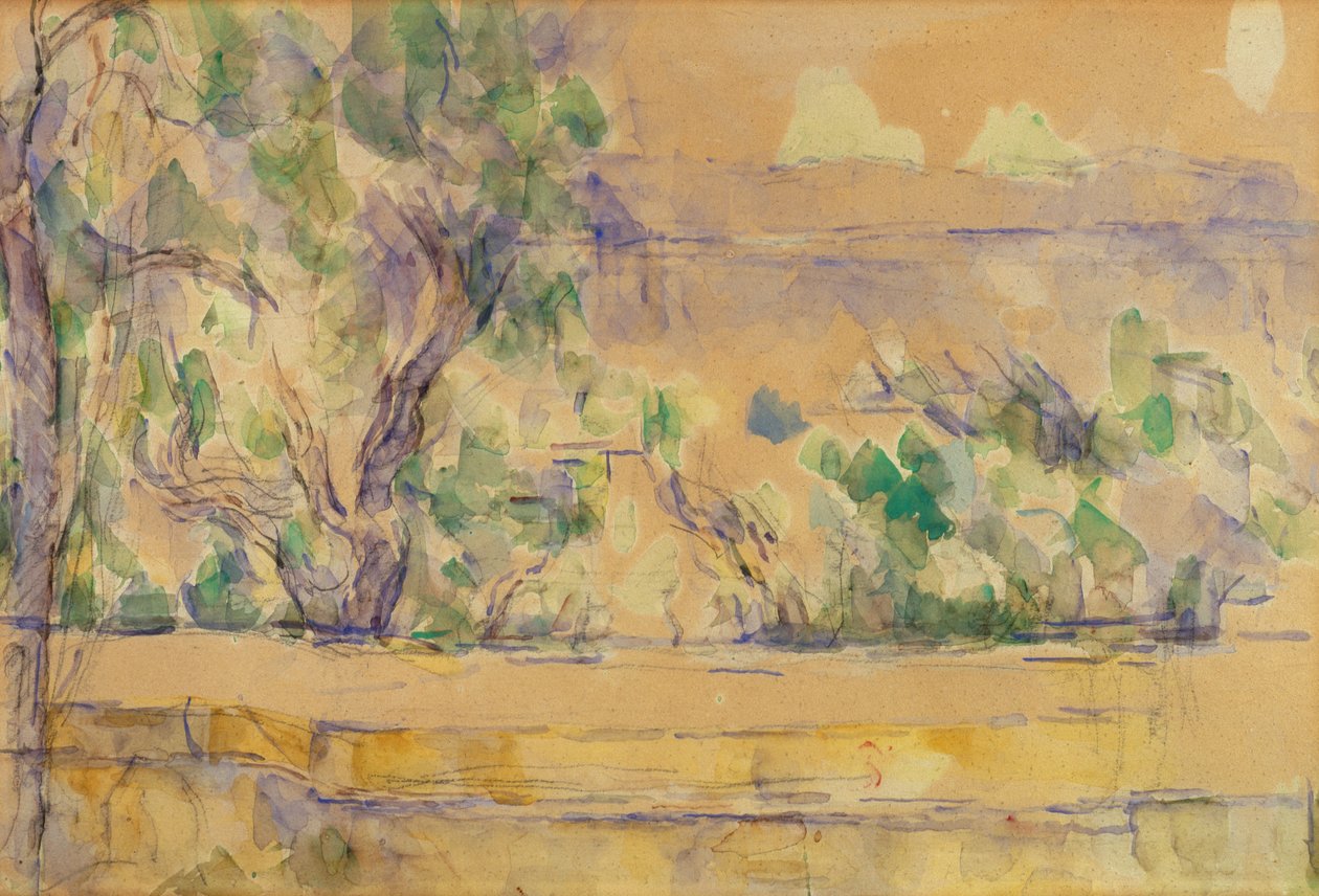 Pohled pořízený ve studiu v Lauves (akvarel přes tužku na papíře) od Paul Cézanne