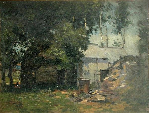 Barnyard Scene (olej na plátně) od Paul Cornoyer