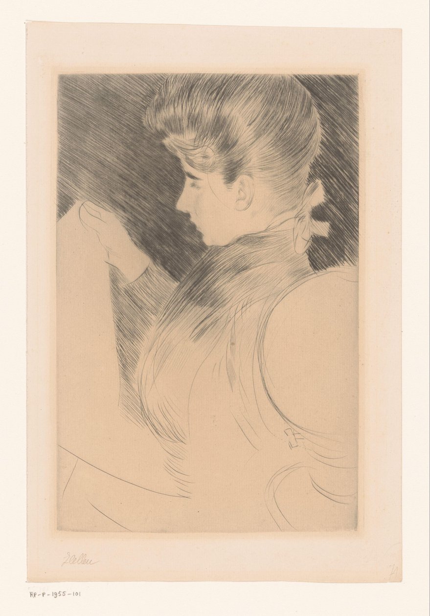 Portrét neznámé čtecí ženy od Paul César Helleu (signed by artist)