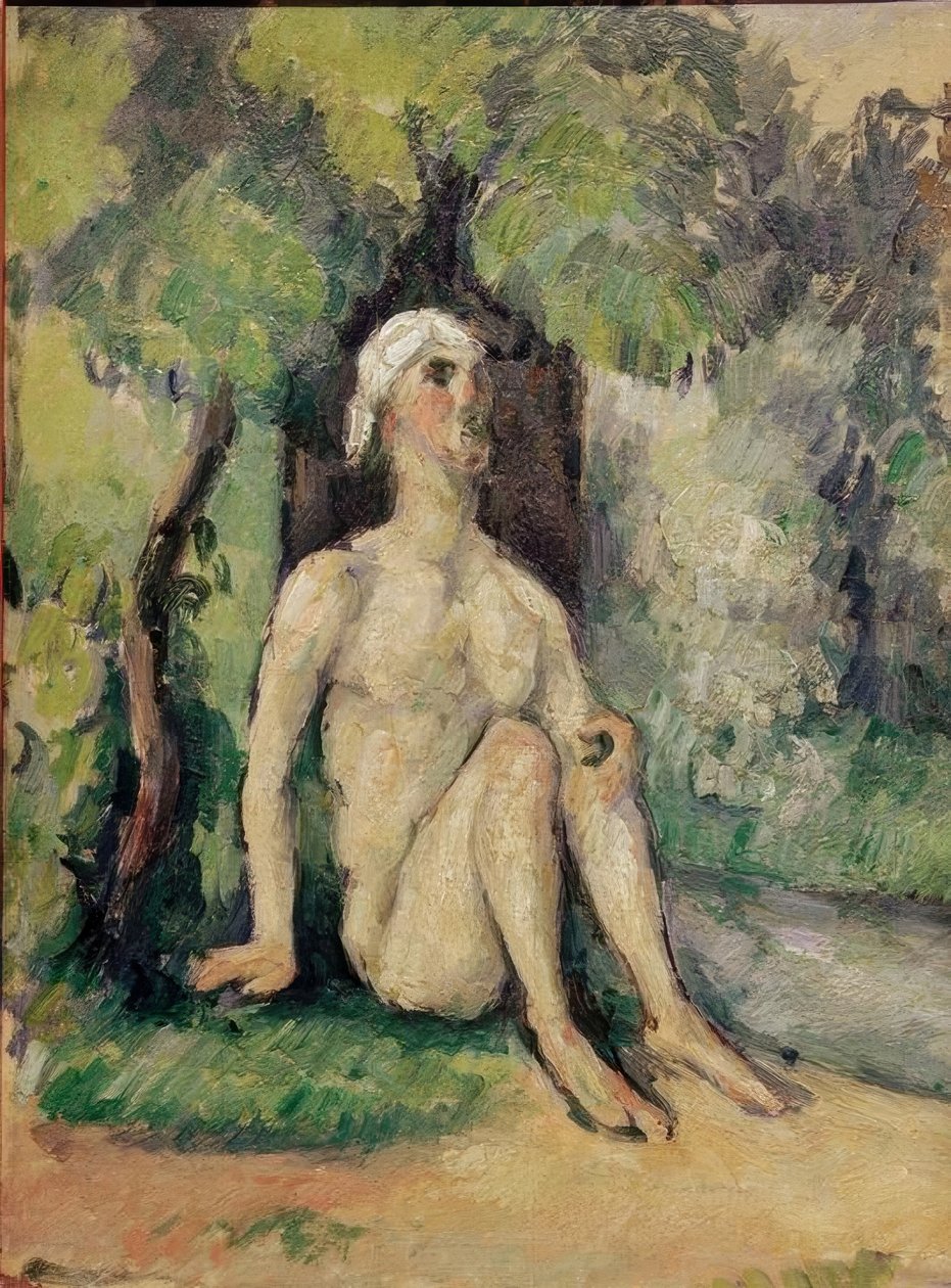 Koupání sedí u vody od Paul Cézanne