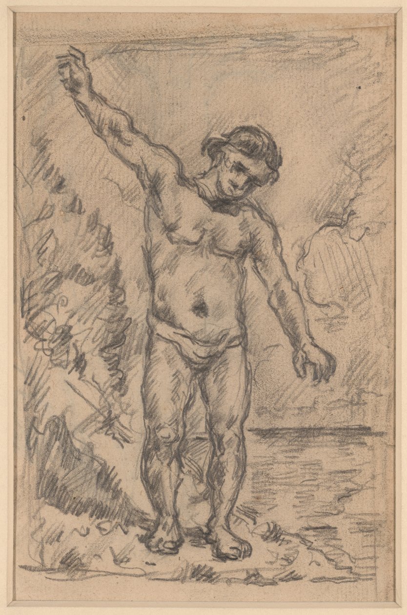 Koupající se s nataženýma rukama (recto); studie stromu (verso) od Paul Cézanne
