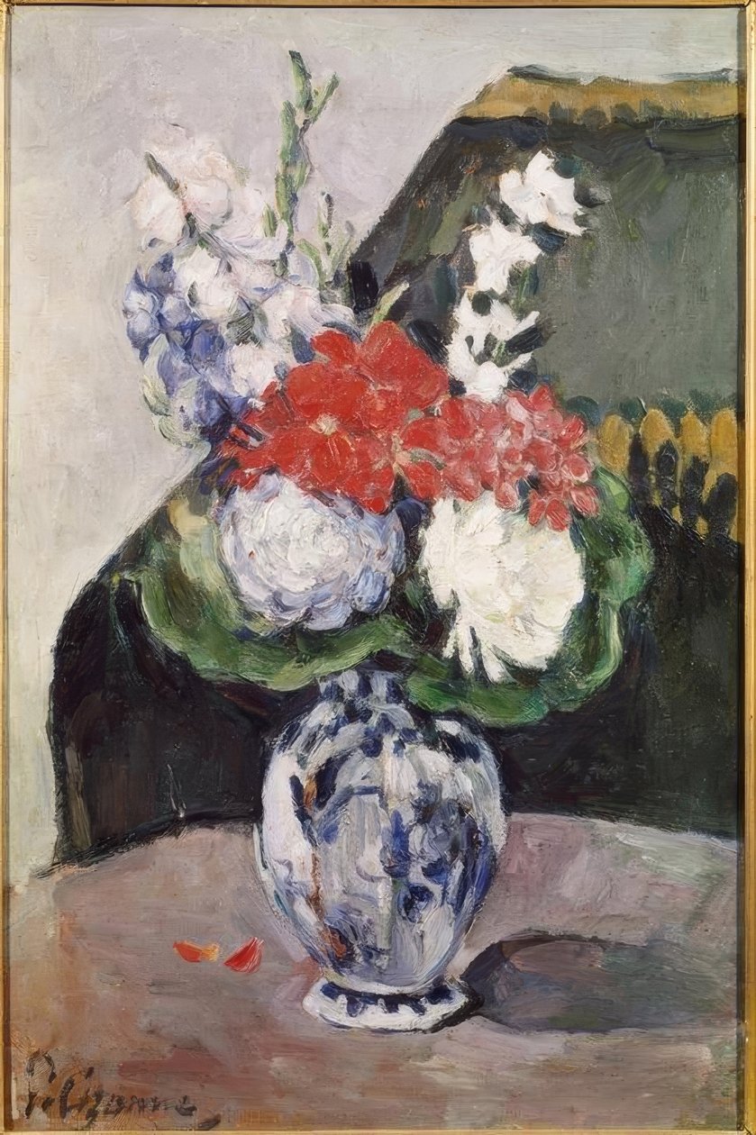 Kytice s malým delftským od Paul Cézanne
