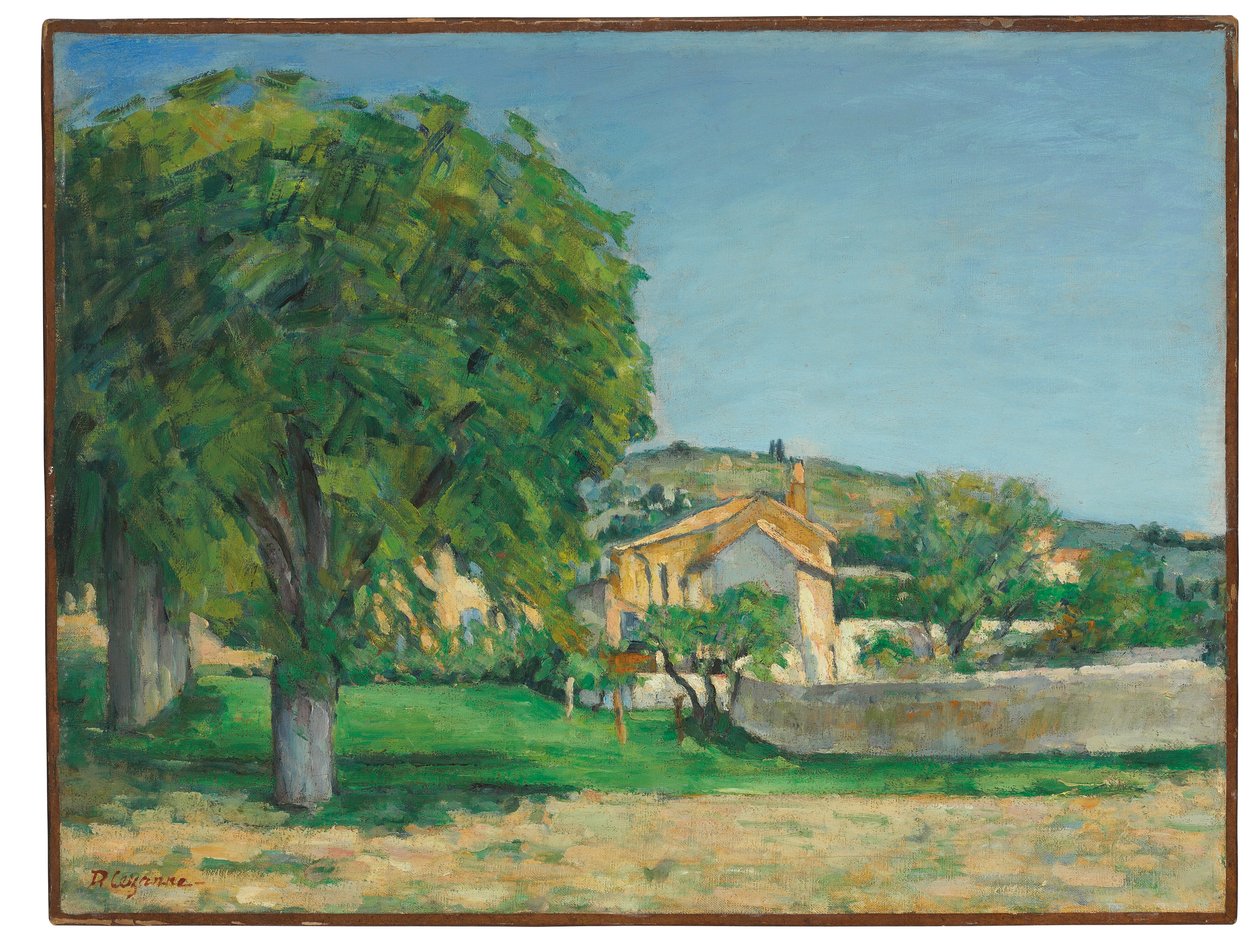 Kaštany a farma v Jas de Bouffan, c.1876 od Paul Cézanne