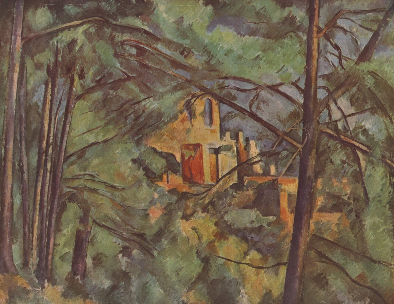 Château Noir za stromy od Paul Cézanne