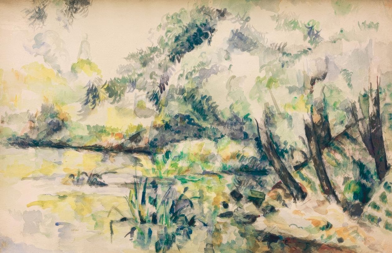 Bažinatá voda (poblíž Melunu?) od Paul Cézanne