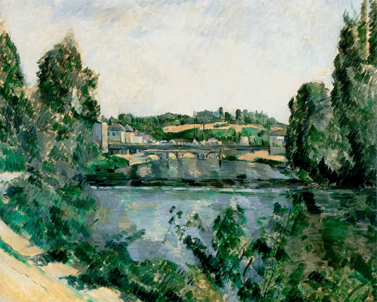 Francouzsky: Le Pont et le déversoir à Pontoise Most a hráz v Pontoise (Le Pont et le déversoir à Pontoise) od Paul Cézanne
