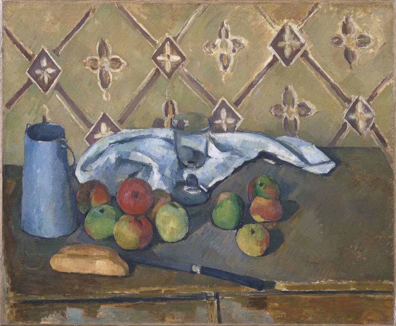 Džbán na ovoce, ubrousek a mléko od Paul Cézanne