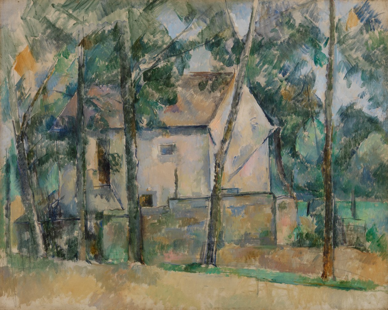 Dům a stromy od Paul Cézanne