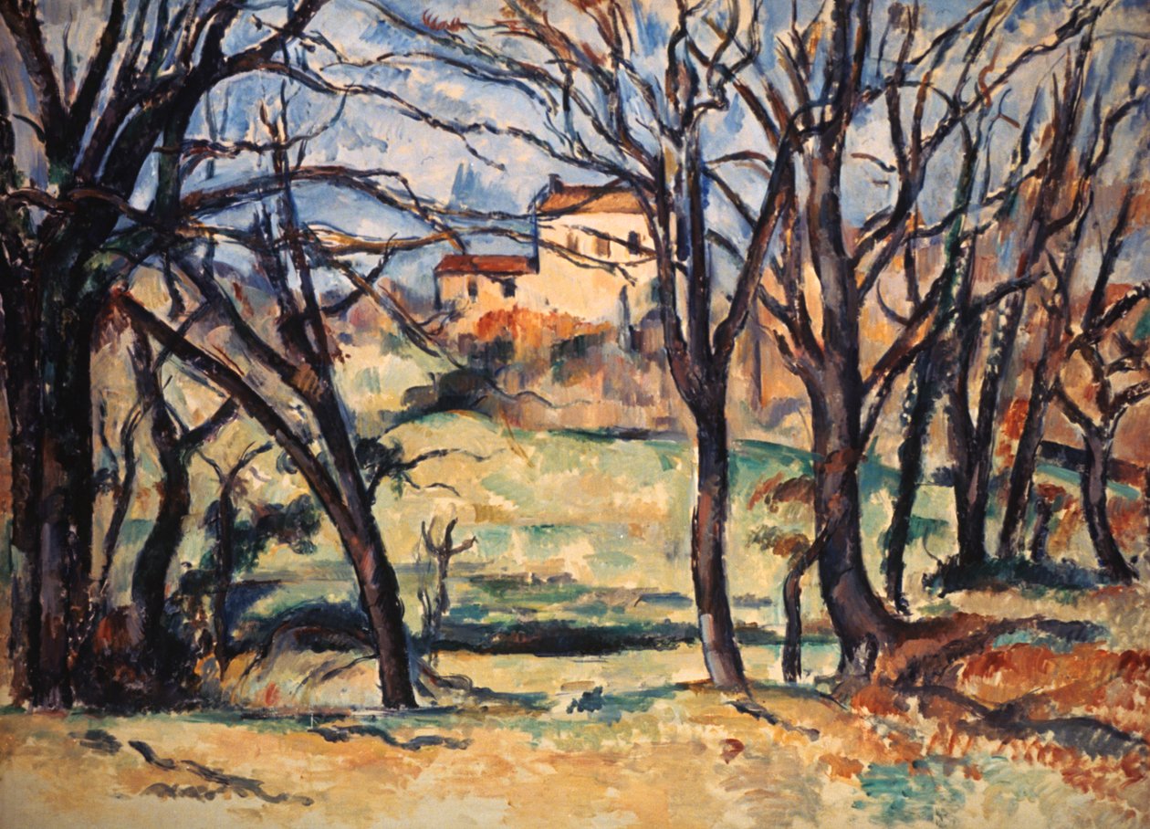 Dům za stromy na cestě do Tholonetu, c1885 od Paul Cézanne