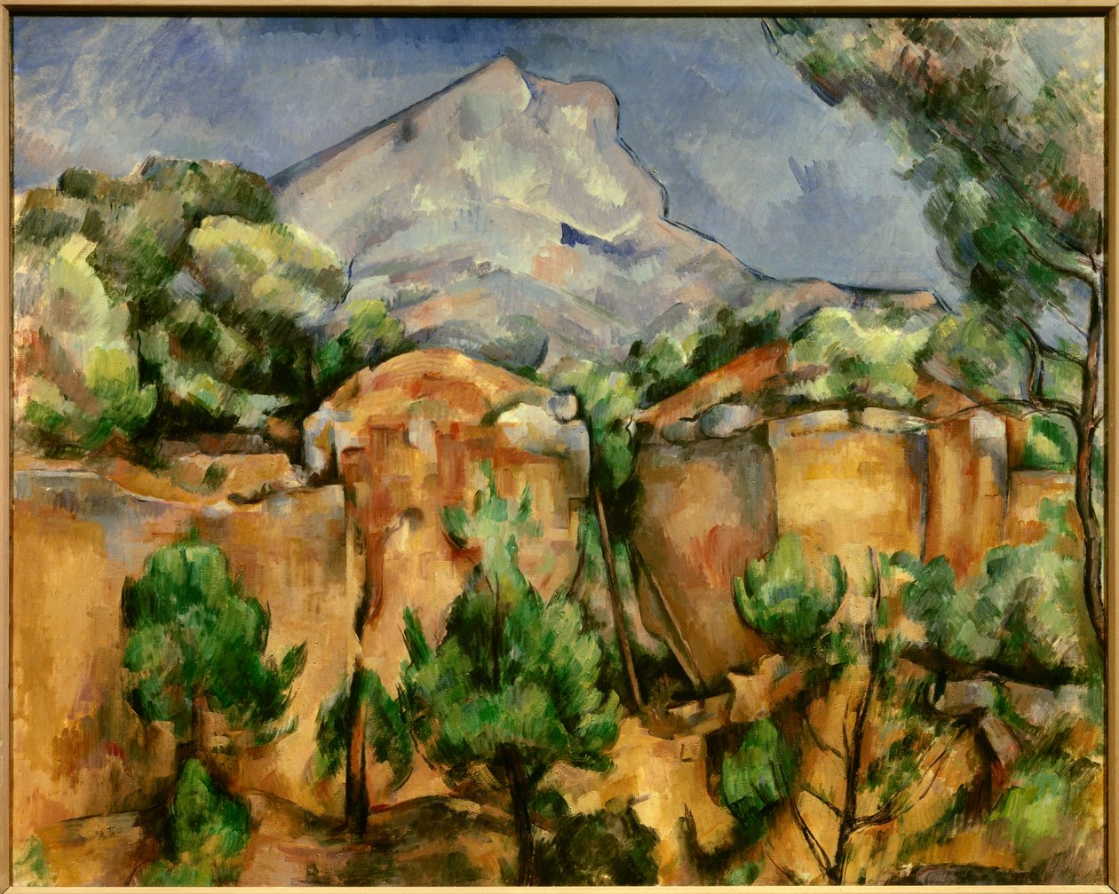 La montagne Sainte Victoire Malba Paula Cezanna (1839-1906) 1897 Ne. 0,54 x 0,81 m. Baltimore. Muzeum umění - Mont Sainte-Victoire při pohledu z lomu Bibemus. Obraz Paula Cezanna (1839-1906), c. 1897. 0,54 x 0,81 m. Baltimore Museum of Art, B od Paul Cézanne