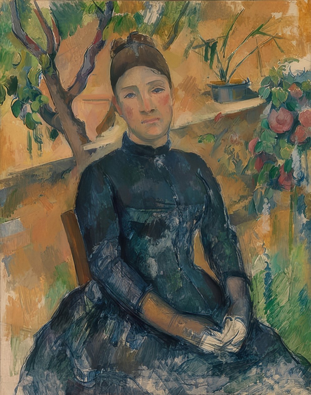 Madame Cézanne (Hortense Fiquet, 1850-1922) v zimní zahradě. 1891 od Paul Cézanne