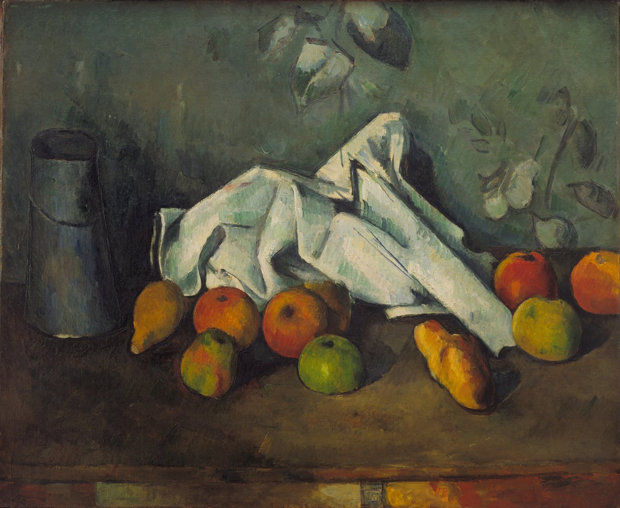 Plechovka na mléko a jablka, 1879-1880 od Paul Cézanne